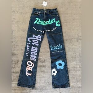 Adika Blue Graphic Straight Leg Jeans
